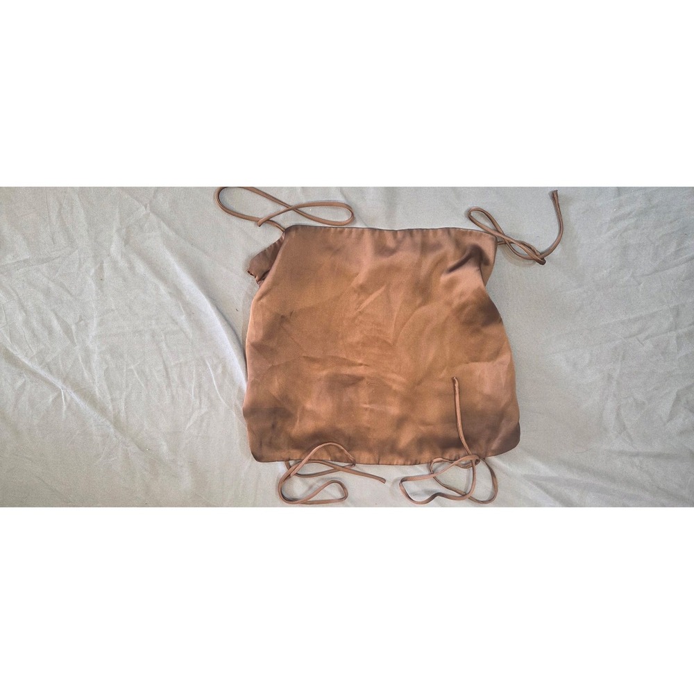 Urban Outfitters Satin Cami Top Women Small Brown Excellent Smocked Tie Strap
